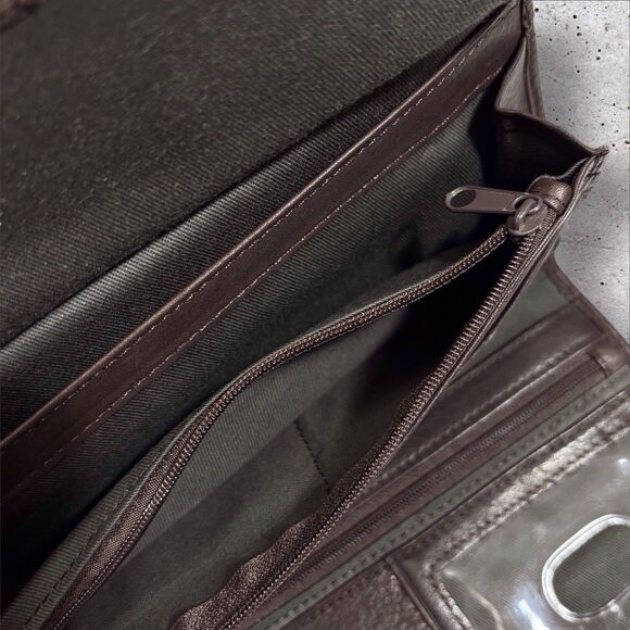 Fossil Brown Genuine Leather Crossbody Wallet Organizer TriFold Y2K Vintage - Picture 6 of 11